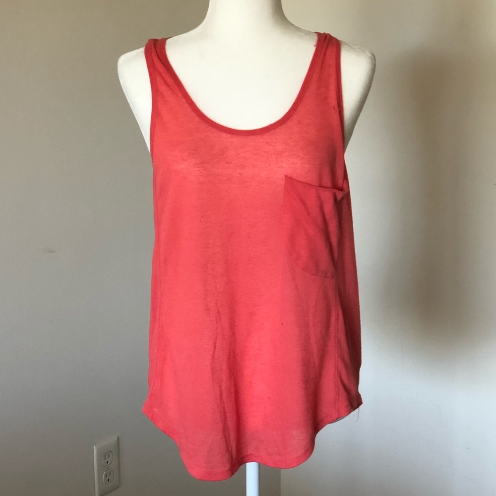Free People Worn Coral Tank Top
